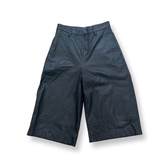 rag & bone lamb leather black shorts size 23